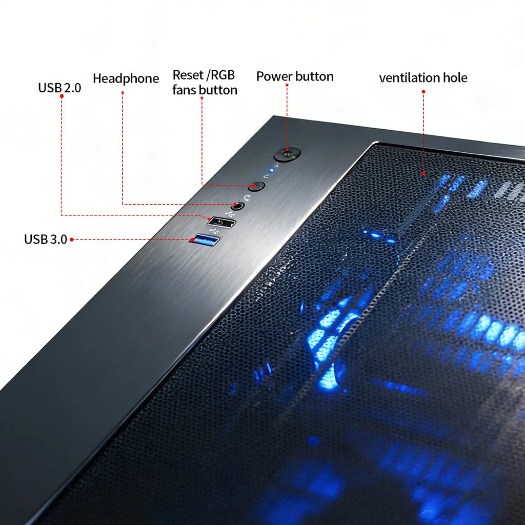 Suevery Prebuilt Gaming PC Desktop Tower - Intel I7-4790, 16GB DDR3 RAM, 256GB SSD, 7 RGB Fans, Wifi 6, HDMI/VGA Ports,