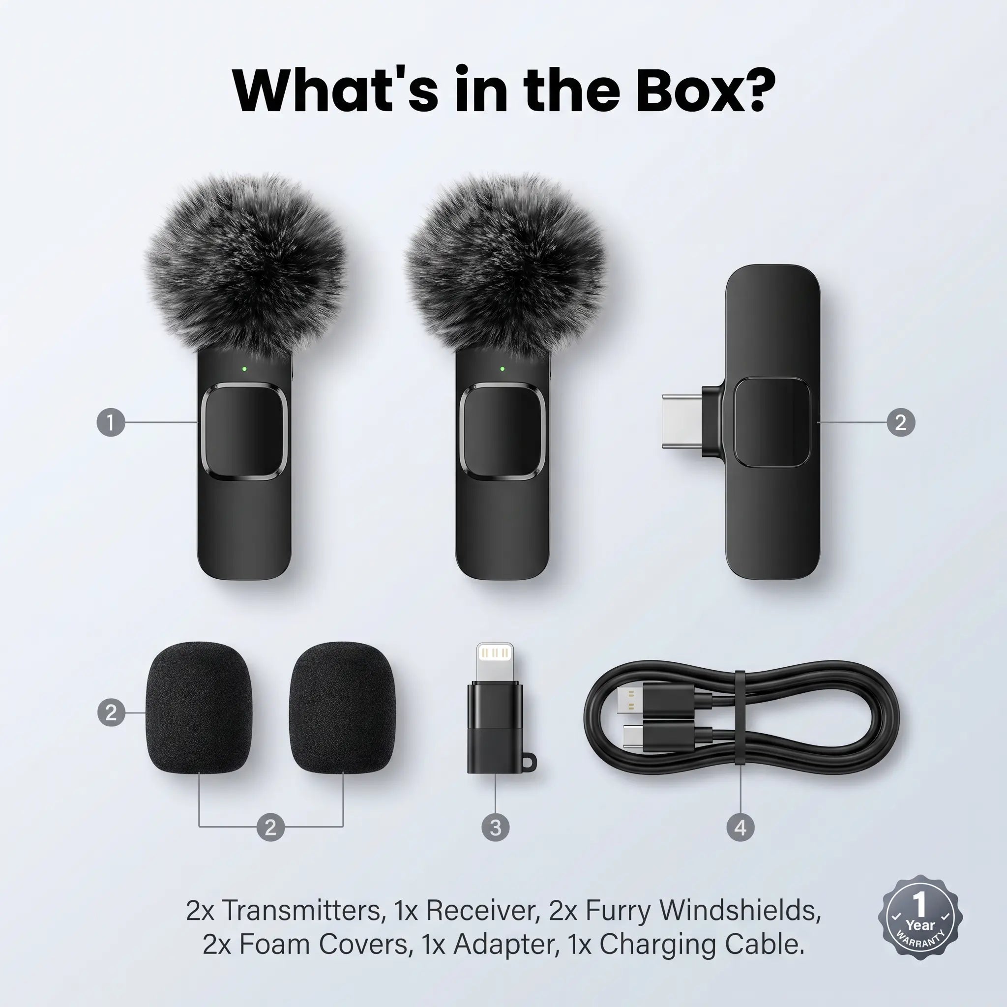 HITOZON Wireless Lavalier Microphone with Noise Reduction - Plug-And-Play Portable USB-C Lapel Mic for Iphone 15/16/17, Ipad, Android Smartphones, Camera Audio Recording - Mini Wireless Microphone Phone Accessories for Vlog, Youtube