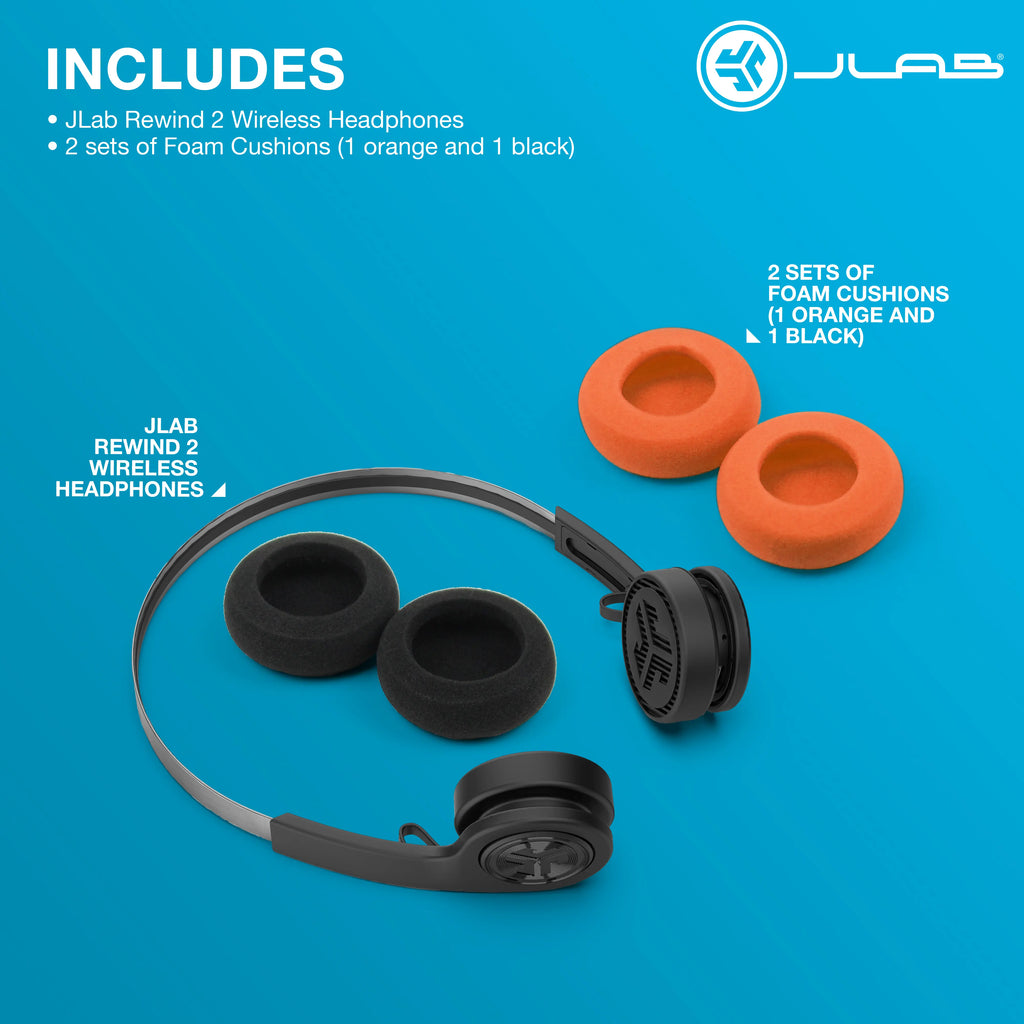 Jlab Rewind2 Wireless Retro 80S+90S Bluetooth Headphones with 20+ Hours Playtime Custom Sound Music Controls Microphone Rechargeable Lightweight Design - Electronic
