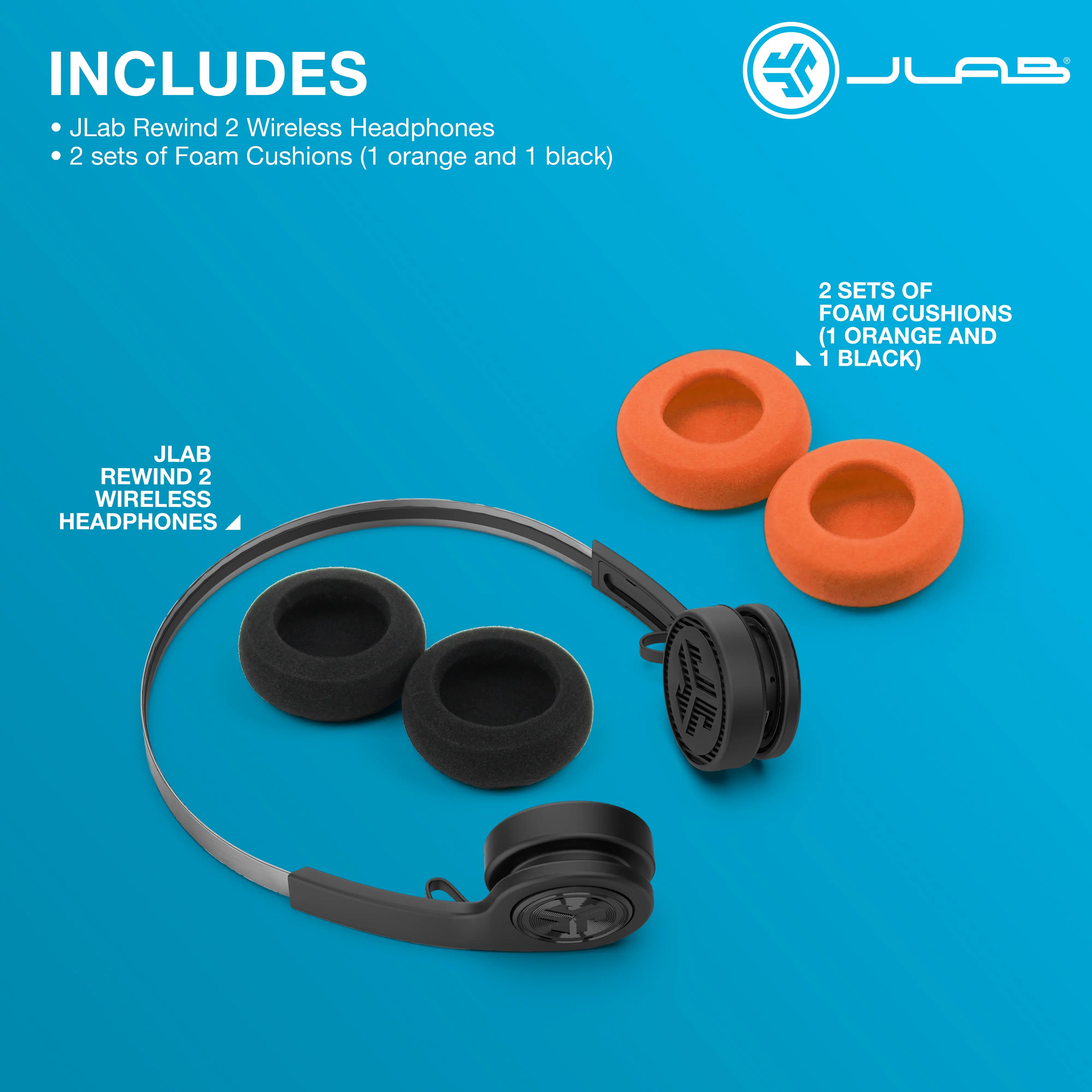 Jlab Rewind2 Wireless Retro 80S+90S Bluetooth Headphones with 20+ Hours Playtime Custom Sound Music Controls Microphone Rechargeable Lightweight Design - Electronic