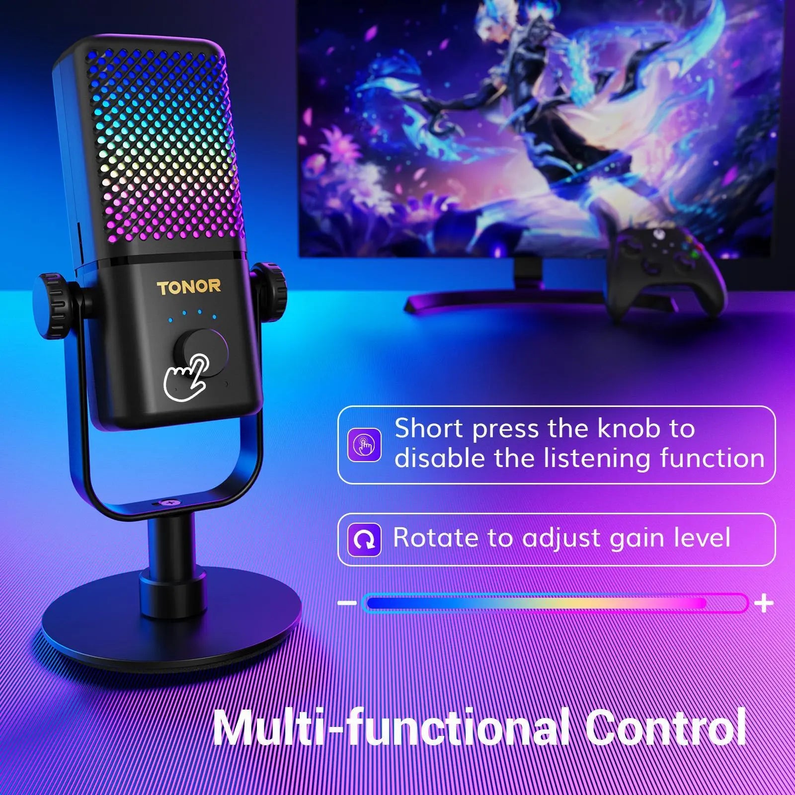 TONOR TCX3 Xbox Gaming Microphone - RGB Condenser Streaming Mic with Low Noise, Fast Charging, One Tap Mute, Compatible with Capture Card, 1.45 Pounds Cable Connection Durable,Summerwins Dealsforyoudays