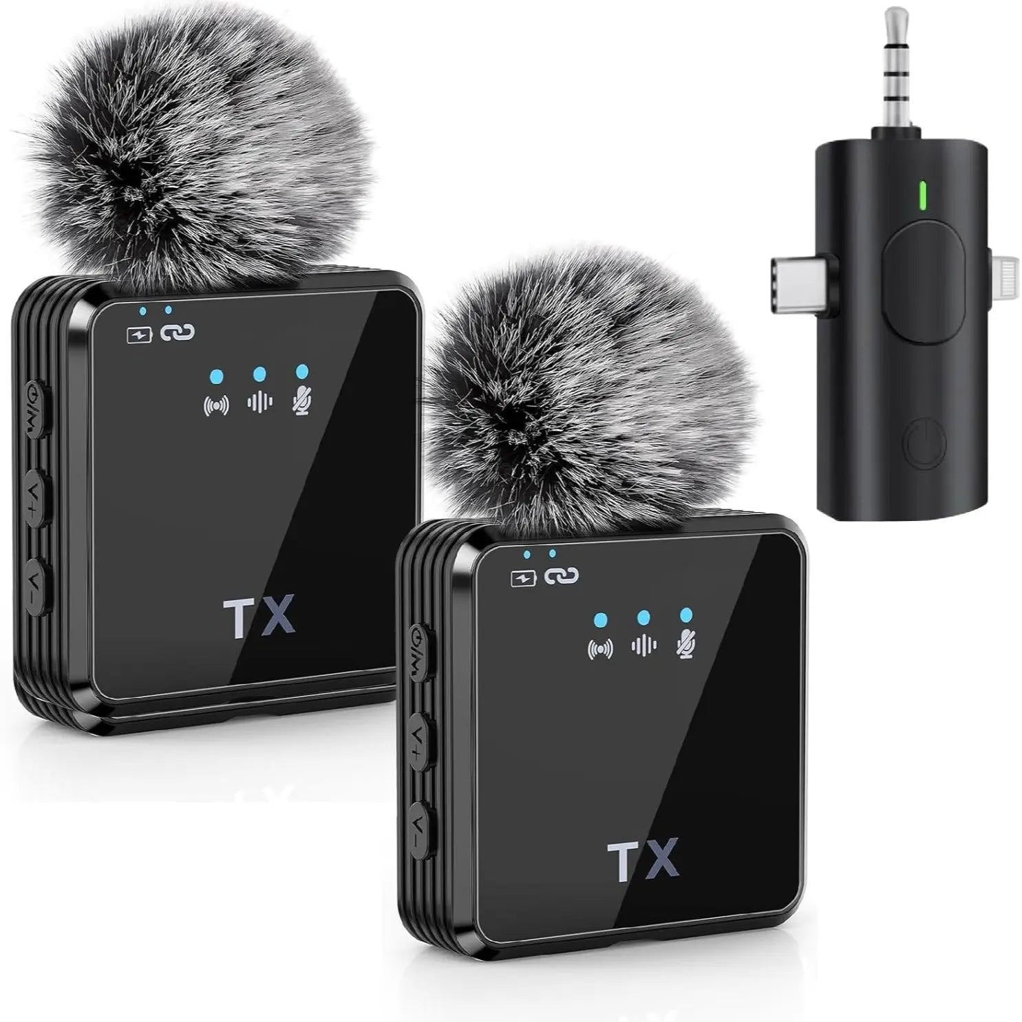 Versatile Wireless Lavalier Microphone Is Compatible with Android, Iphone, PC, and Cameras, and Can Be Used for Mobile Video Blogging, Interviews, and Live Streaming.