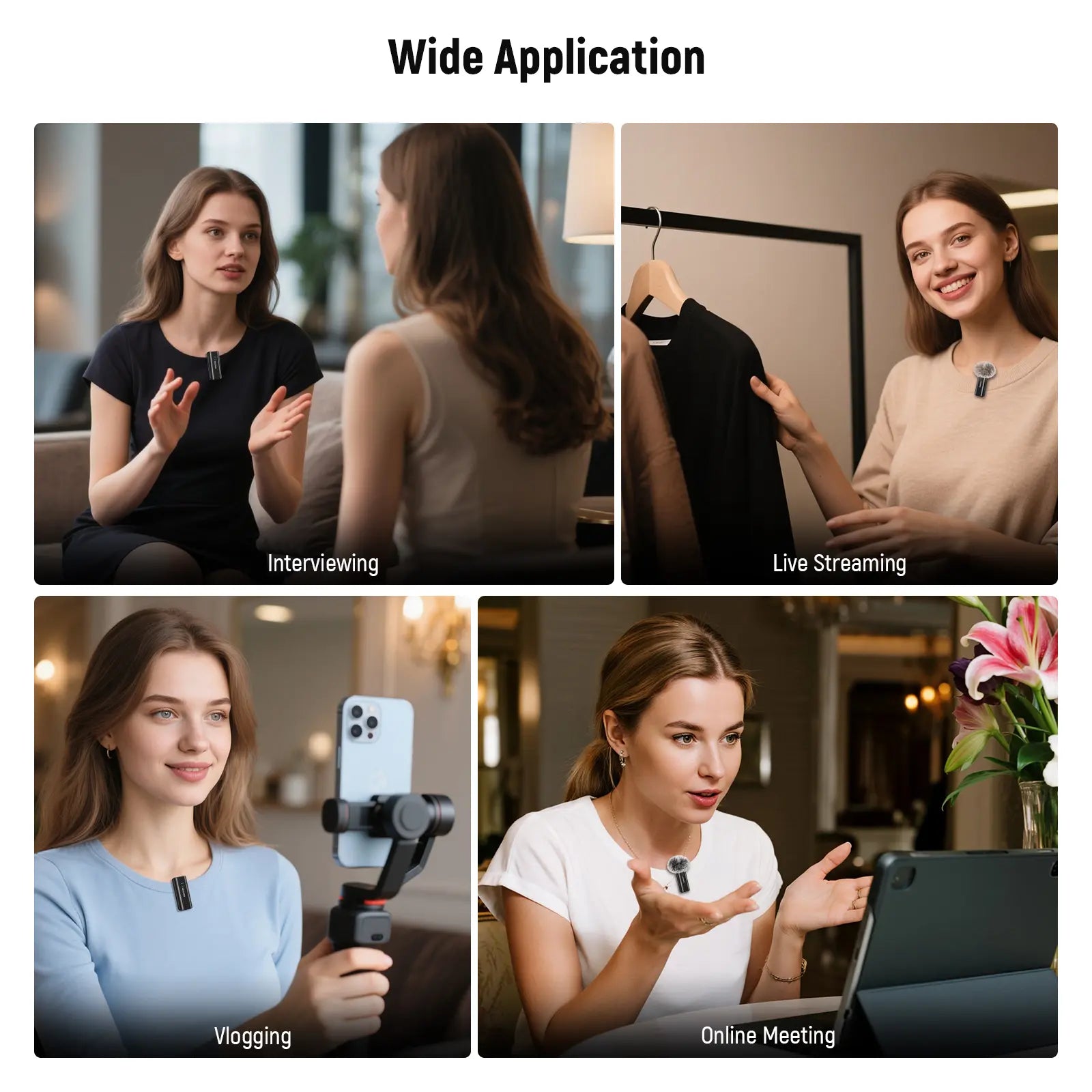 NEEWER Wireless Lavalier Microphone Bluetooth App Control, Compatible with Iphone Android 8Hrs Battery Vocal Enhancement Noise Cancellation Volume Adjustment Low Cut for Streaming Vlogging, KM23/KM23B/KM23C