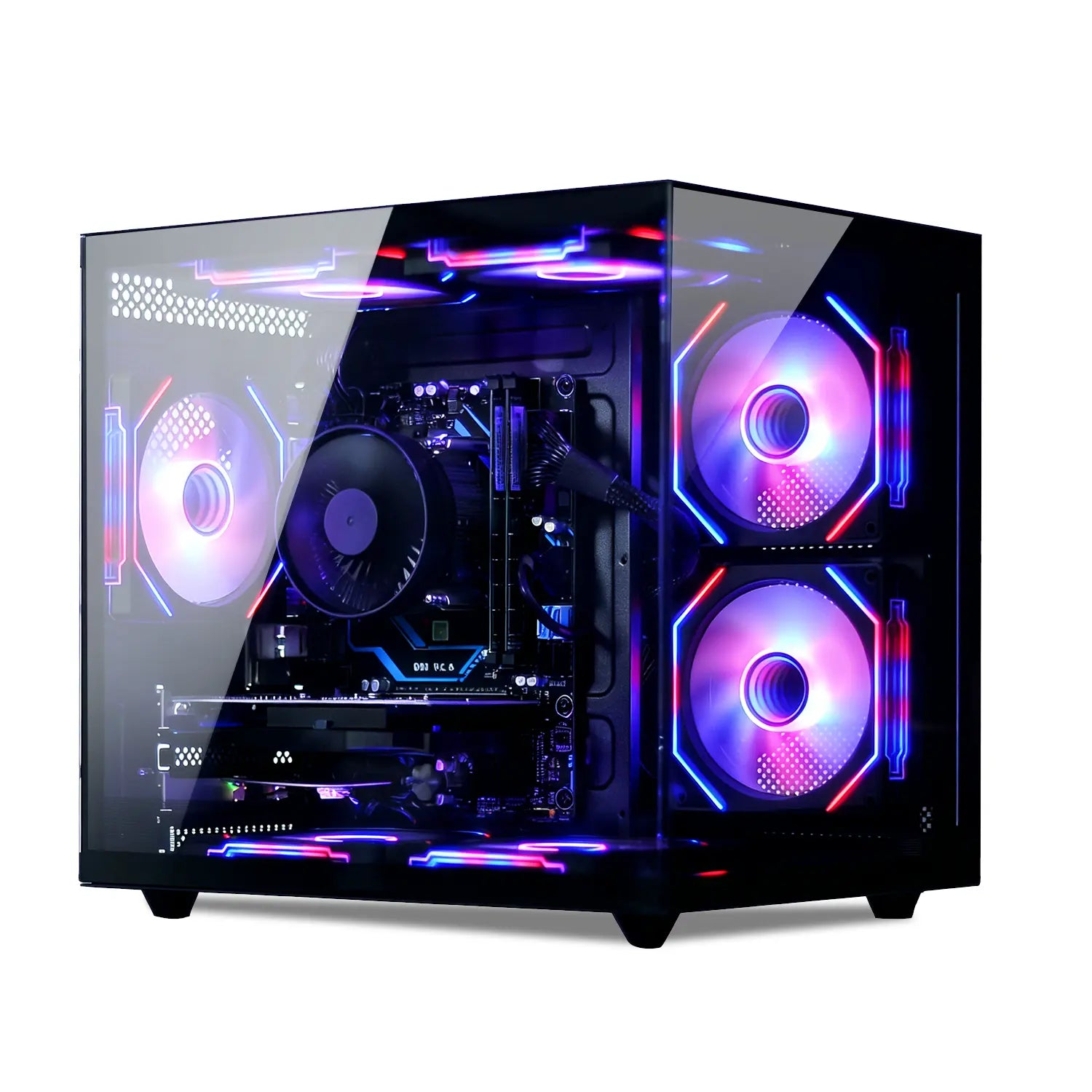 Suevery Prebuilt Gaming PC Desktop Tower - Intel I7-4790, 16GB DDR3 RAM, 256GB SSD, 7 RGB Fans, Wifi 6, HDMI/VGA Ports,