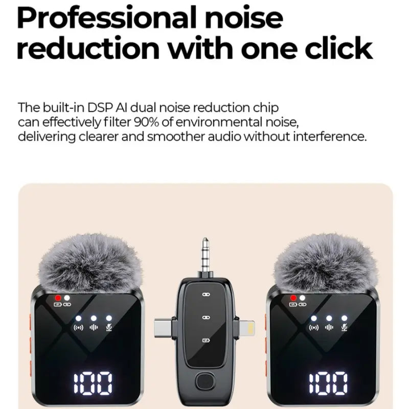 Versatile Wireless Lavalier Microphone Is Compatible with Android, Iphone, PC, and Cameras, and Can Be Used for Mobile Video Blogging, Interviews, and Live Streaming.