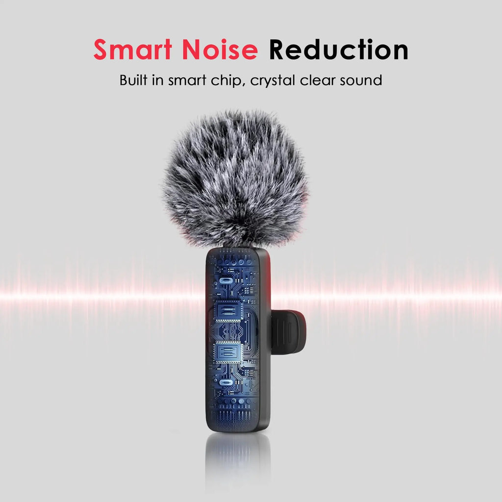 Upgraded Professional Mini Wireless Lavalier Microphone,Noise Reduction Clip on Mic for Iphone 15, Ios and Android Devices , 2 Pack Cordless Omnidirectional Condenser Recording Mic for Interview, Video, Podcast, Youtube