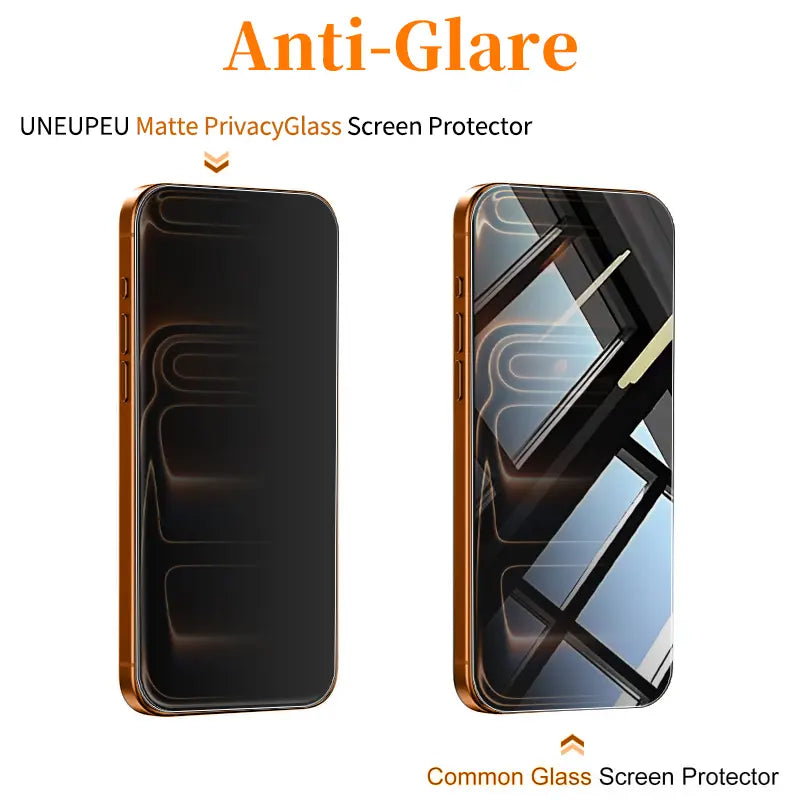 UNEUNPEU Matte Privacy Screen Protector for Iphone,Samsung : with Easy Installation Tool, anti Spy anti Glare Full Coverage Tempered Glass Film, Anti-Fingerprint, Case Friendly Smooth as Silk Protective Shockproof Cellphone