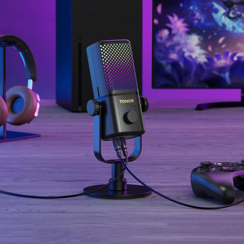TONOR TCX3 Xbox Gaming Microphone - RGB Condenser Streaming Mic with Low Noise, Fast Charging, One Tap Mute, Compatible with Capture Card, 1.45 Pounds Cable Connection Durable,Summerwins Dealsforyoudays