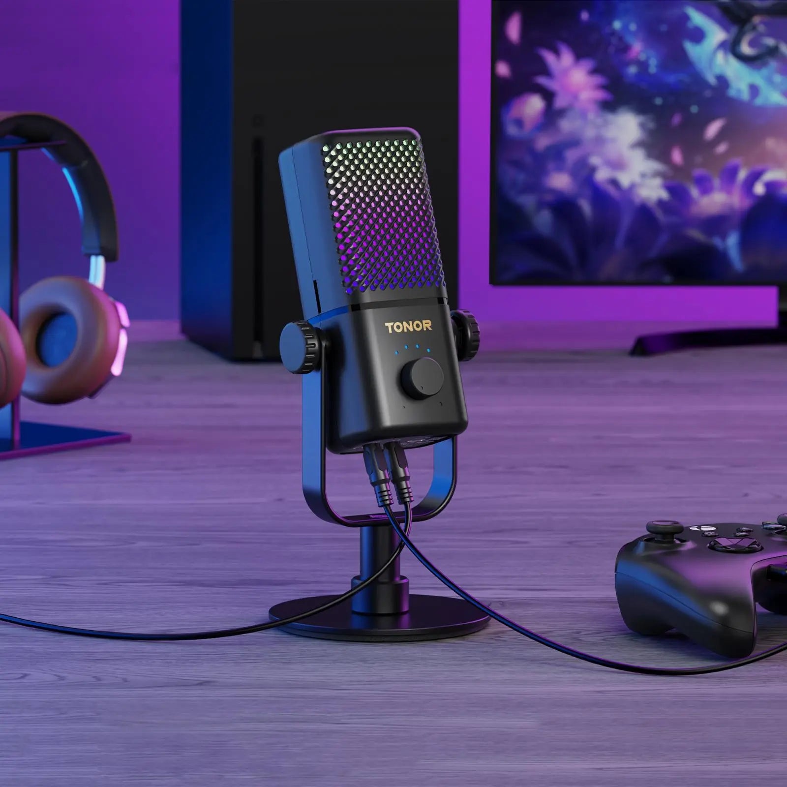 TONOR TCX3 Xbox Gaming Microphone - RGB Condenser Streaming Mic with Low Noise, Fast Charging, One Tap Mute, Compatible with Capture Card, 1.45 Pounds Cable Connection Durable,Summerwins Dealsforyoudays