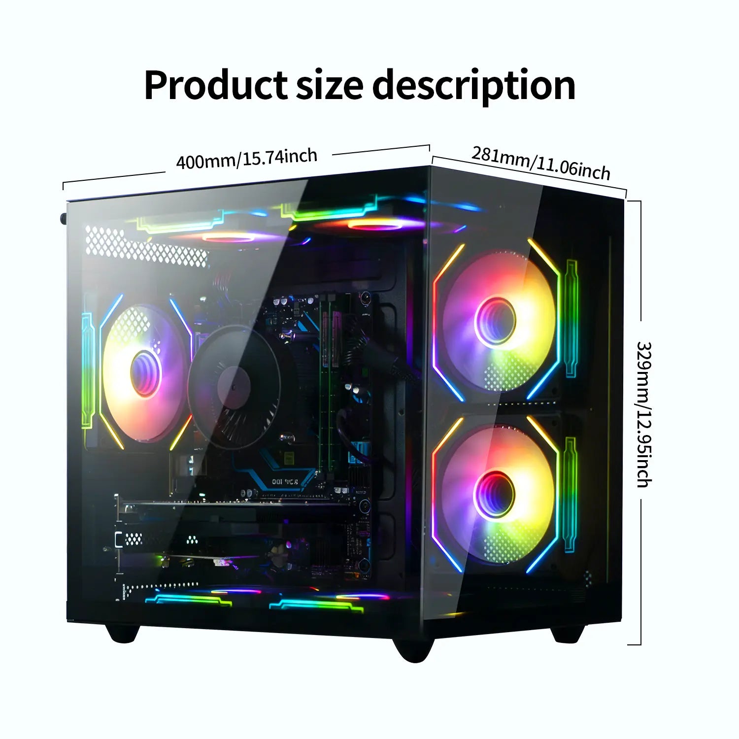 Suevery Prebuilt Gaming PC Desktop Tower - Intel I7-4790, 16GB DDR3 RAM, 256GB SSD, 7 RGB Fans, Wifi 6, HDMI/VGA Ports,