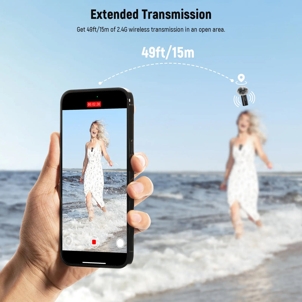 NEEWER Wireless Lavalier Microphone Bluetooth App Control, Compatible with Iphone Android 8Hrs Battery Vocal Enhancement Noise Cancellation Volume Adjustment Low Cut for Streaming Vlogging, KM23/KM23B/KM23C