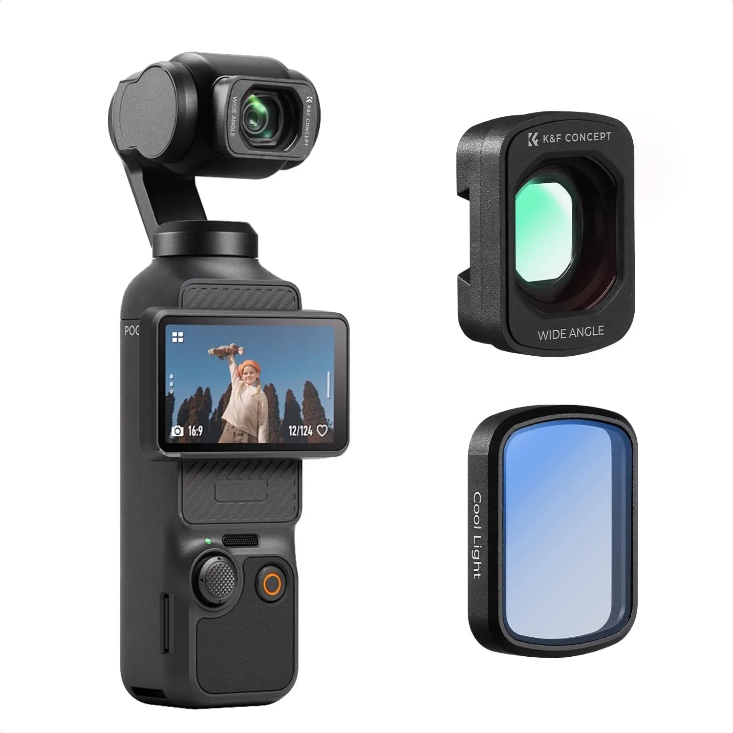 【Dealsforyoudays】K&F CONCEPT Magnetic Wide Angle Lens & 1/4 Black Diffusion Filter Set for DJI Osmo Pocket, Camera Accessories, 2-Pack, Magnetic Attach, Multi-Coated Optical Glass