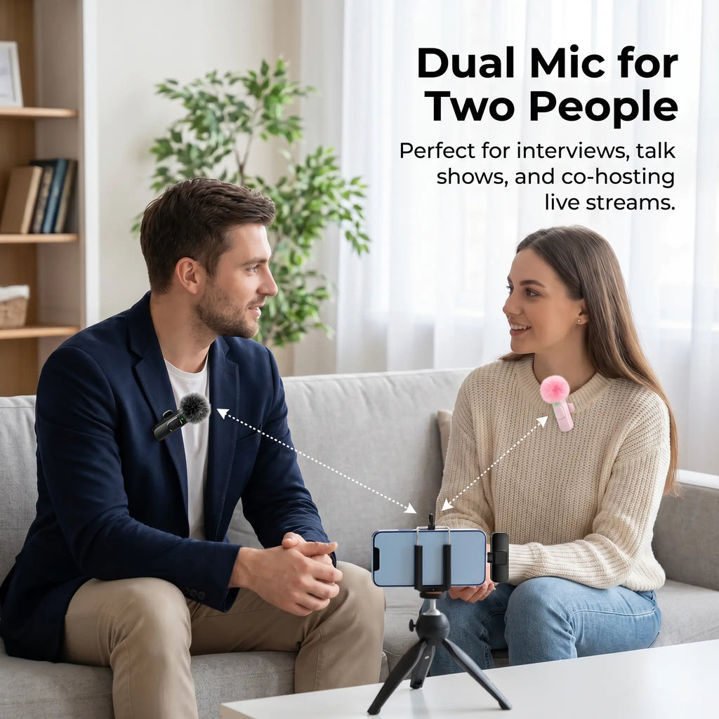 HITOZON Wireless Lavalier Microphone with Noise Reduction - Plug-And-Play Portable USB-C Lapel Mic for Iphone 15/16/17, Ipad, Android Smartphones, Camera Audio Recording - Mini Wireless Microphone Phone Accessories for Vlog, Youtube