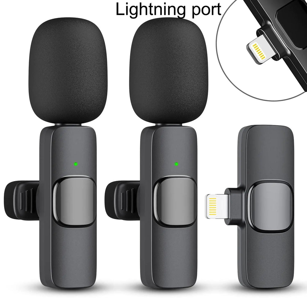Upgraded Professional Mini Wireless Lavalier Microphone,Noise Reduction Clip on Mic for Iphone 15, Ios and Android Devices , 2 Pack Cordless Omnidirectional Condenser Recording Mic for Interview, Video, Podcast, Youtube