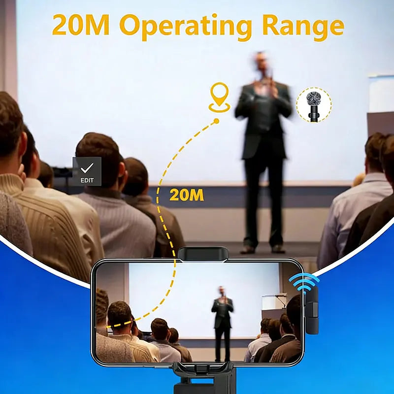 2-In-1 Wireless Mini Mic for Smartphone - Clear Stereo Audio Noise Reduction Vlogging Tool