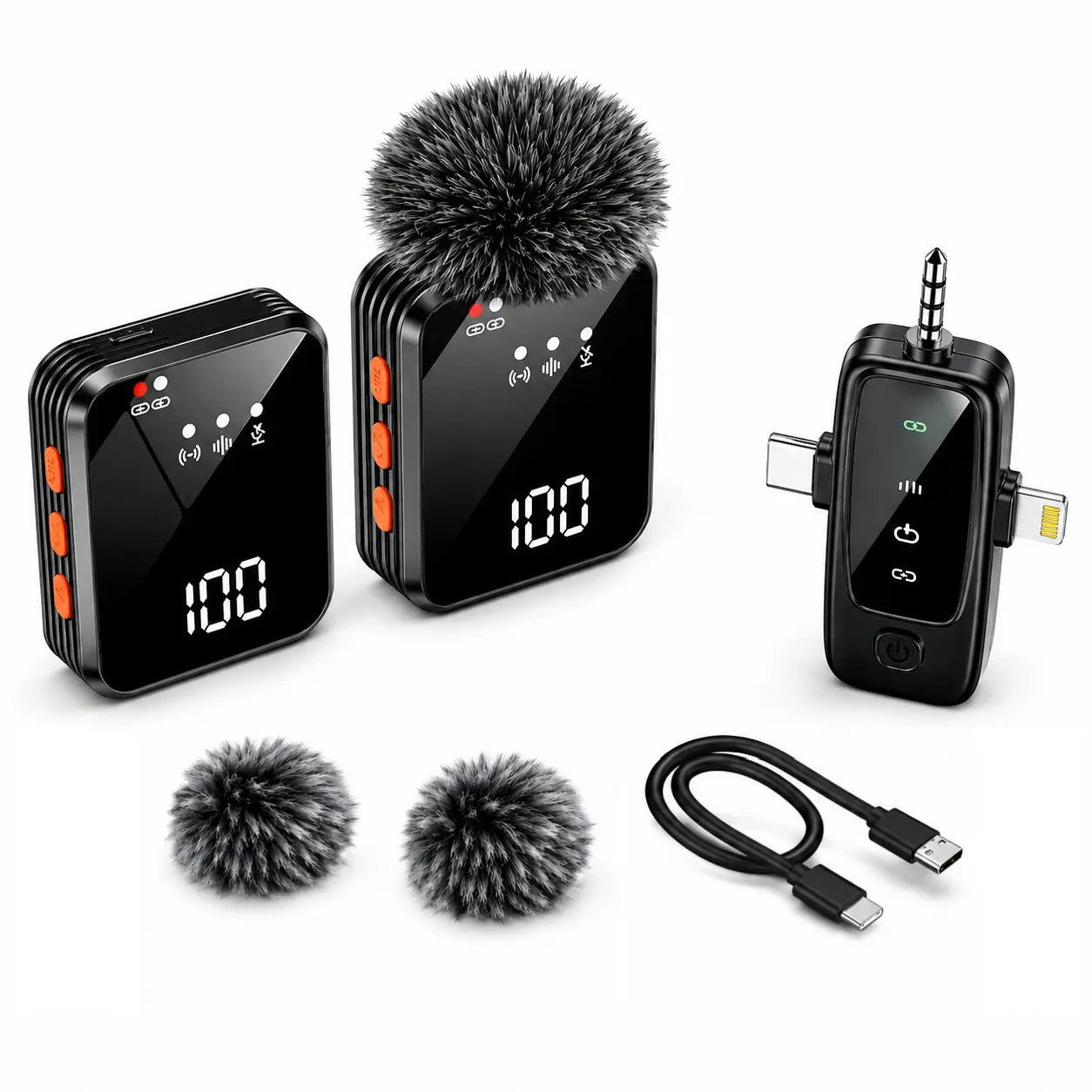 Versatile Wireless Lavalier Microphone Is Compatible with Android, Iphone, PC, and Cameras, and Can Be Used for Mobile Video Blogging, Interviews, and Live Streaming.