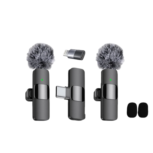 2-In-1 Wireless Mini Mic for Smartphone - Clear Stereo Audio Noise Reduction Vlogging Tool