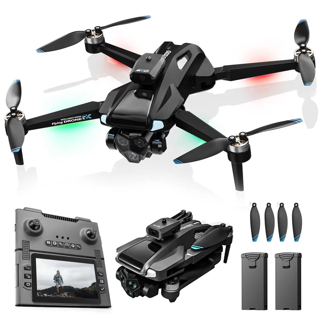 Drone with 4.3″ Foldable HD Screen Controller, 1080P HD Camera Drone for Beginners with Obstacle Avoidance, Optical Flow,Brushless Motor, 40-Min Flight Time, Easy to Fly