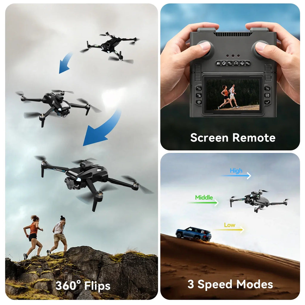 Drone with 4.3″ Foldable HD Screen Controller, 1080P HD Camera Drone for Beginners with Obstacle Avoidance, Optical Flow,Brushless Motor, 40-Min Flight Time, Easy to Fly