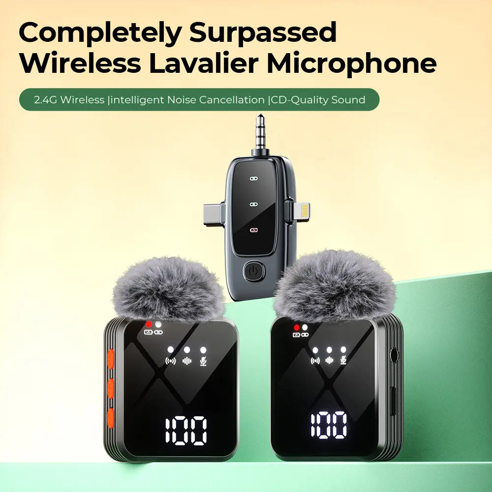 Versatile Wireless Lavalier Microphone Is Compatible with Android, Iphone, PC, and Cameras, and Can Be Used for Mobile Video Blogging, Interviews, and Live Streaming.
