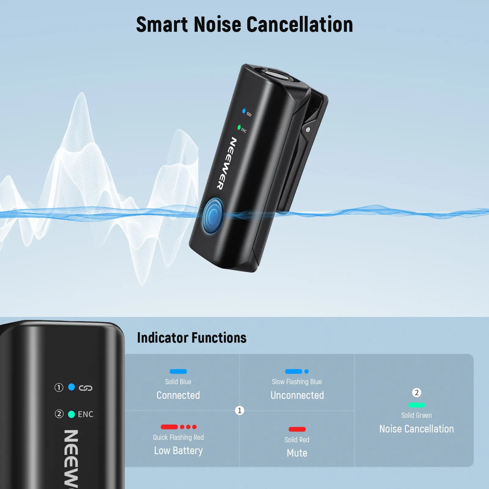NEEWER Wireless Lavalier Microphone Bluetooth App Control, Compatible with Iphone Android 8Hrs Battery Vocal Enhancement Noise Cancellation Volume Adjustment Low Cut for Streaming Vlogging, KM23/KM23B/KM23C