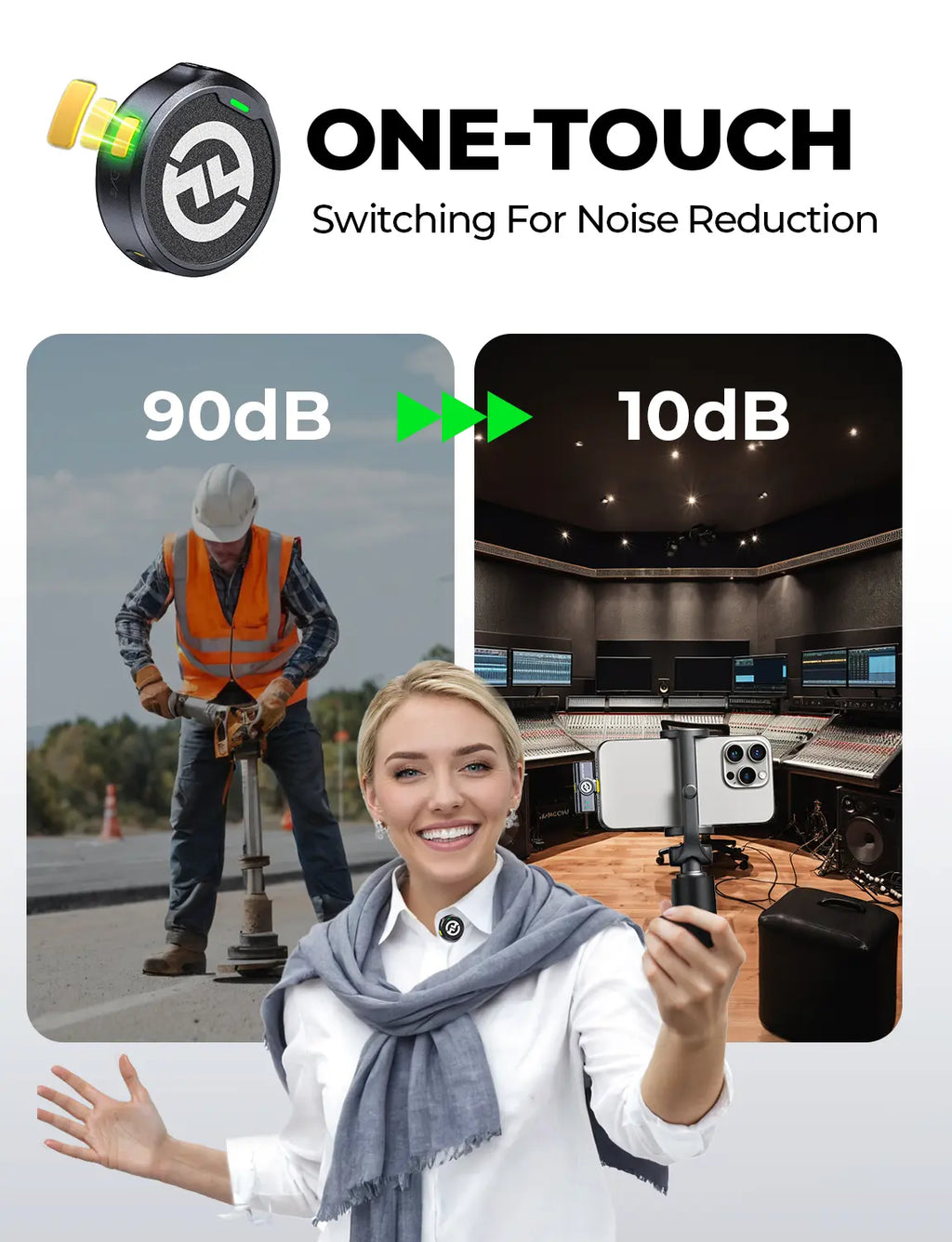 Hollyland Lark M2 Wireless Microphone for Smartphone, Camera, Computer, 48Khz/24-Bit High Fidelity Stereo Audio, 300M Range, Noise Cancelling, 40H Use, Recording, Charging (Black, Camera RX + USB-C RX)