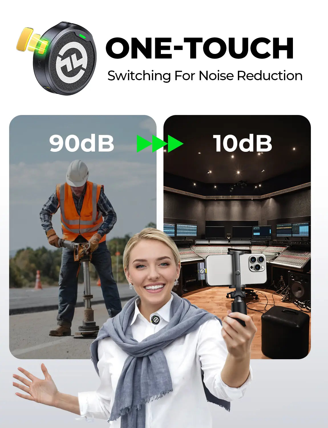Hollyland Lark M2 Wireless Microphone for Smartphone, Camera, Computer, 48Khz/24-Bit High Fidelity Stereo Audio, 300M Range, Noise Cancelling, 40H Use, Recording, Charging (Black, Camera RX + USB-C RX)