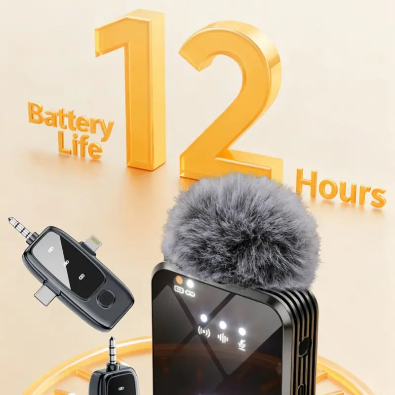 Versatile Wireless Lavalier Microphone Is Compatible with Android, Iphone, PC, and Cameras, and Can Be Used for Mobile Video Blogging, Interviews, and Live Streaming.