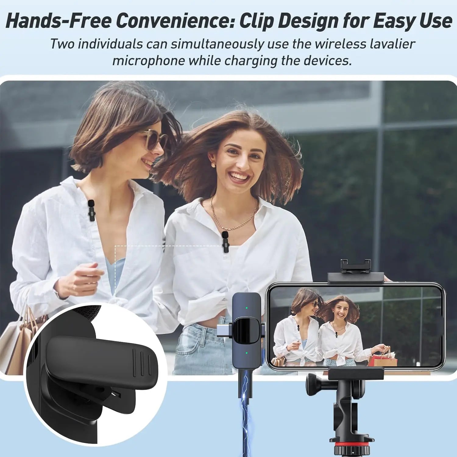 HITOZON 2.4G Wireless Lavalier Microphone for Mobile Phones - Android USB Type-C Plug-And-Play Lapel Mic, Omnidirectional Condenser for Video Recording, Podcasts, Vlogging Equipment with Reliable Audio,Summerwins