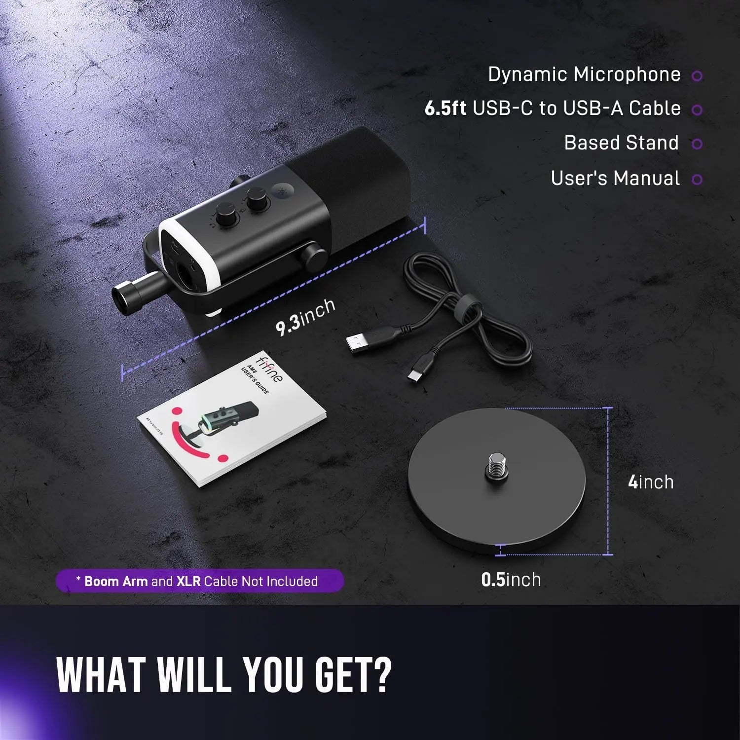 Fifine AM8 XLR/USB Gaming Microphone for Podcast Recording, Dynamic RGB Mic with Quick Mute, Headphone Jack, Gain Knob, Volume Control, Desktop Mic for PC Gamer, XLR Mic for Audio Interface Mixer, for USB-C Smartphone