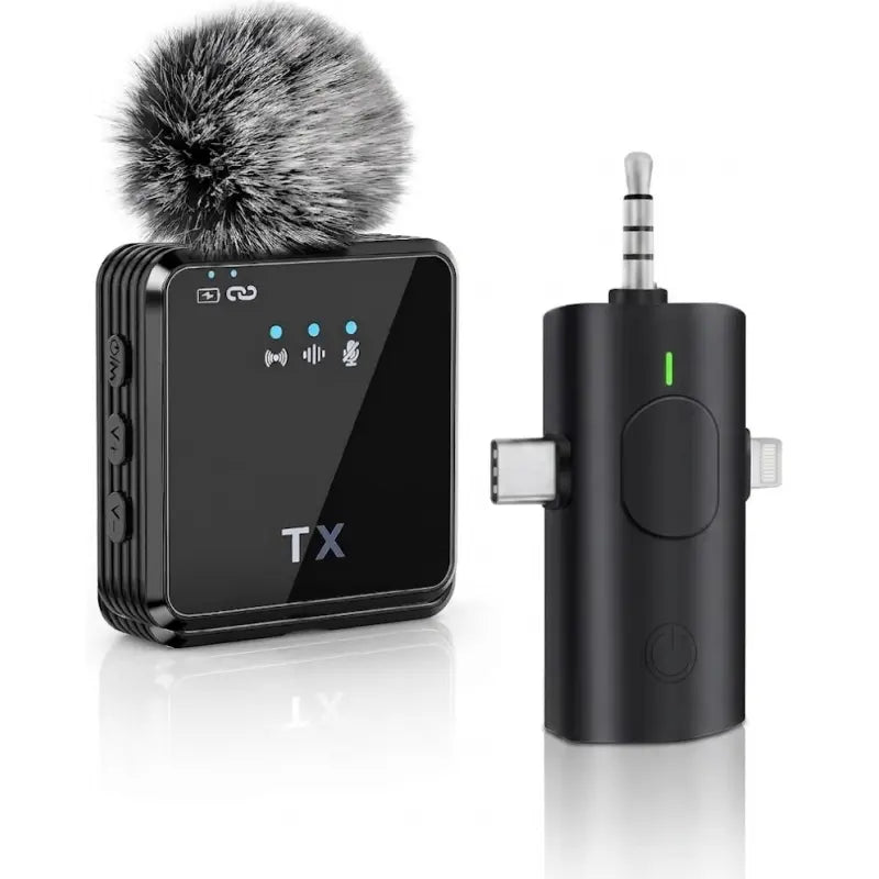 Versatile Wireless Lavalier Microphone Is Compatible with Android, Iphone, PC, and Cameras, and Can Be Used for Mobile Video Blogging, Interviews, and Live Streaming.